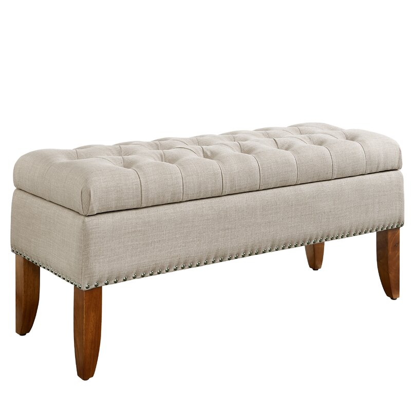 mortensen upholstered flip top storage bench